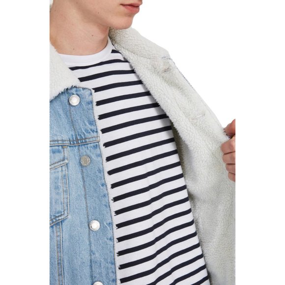 Frank & Oak Fleece Sherpa Lined Denim Jacket - Picture 3 of 9